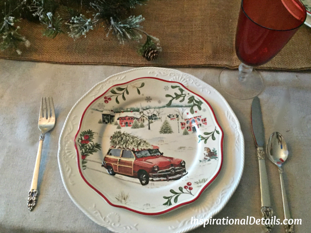 Christmas dishes/plates with red truck